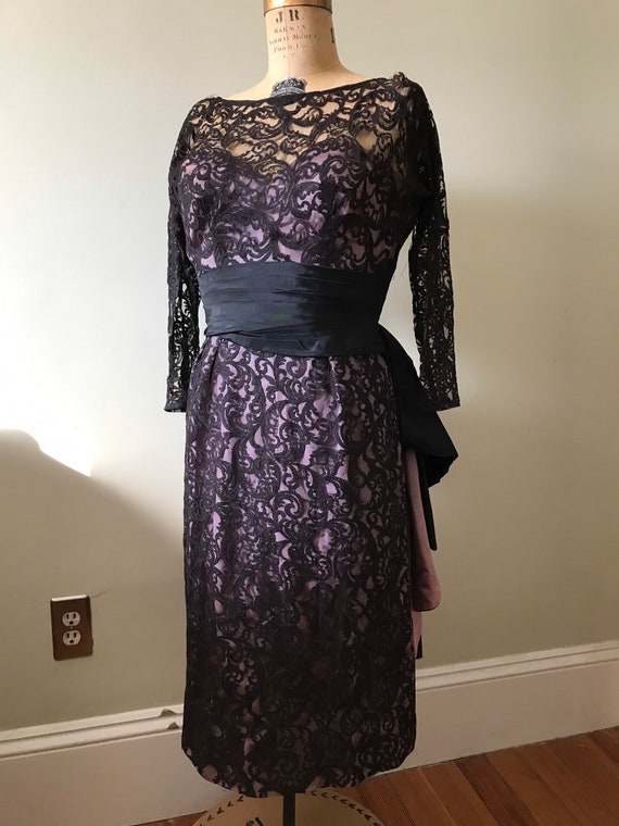 Women’s Vintage 1950’s Dress / Black Lace Formal … - image 1