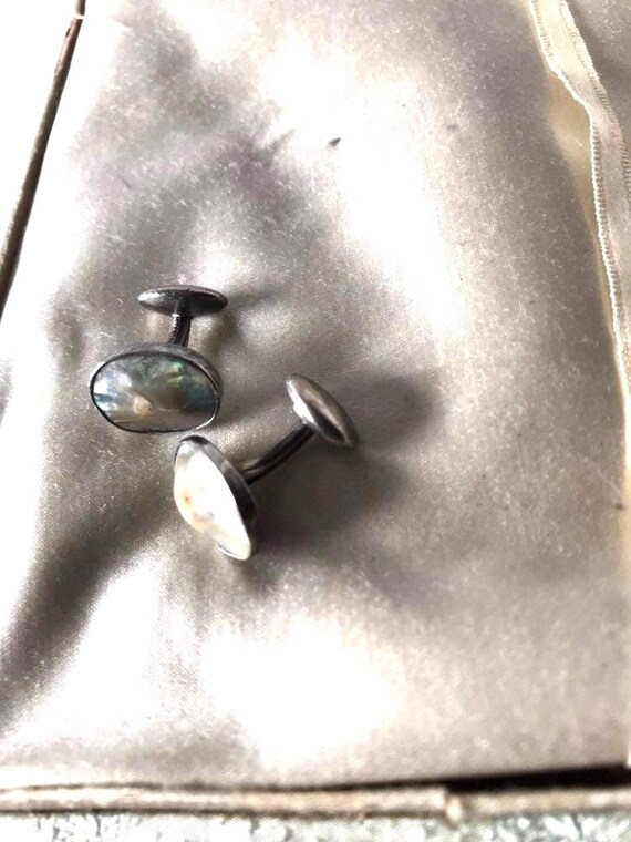 Sterling Silver & Abalone Shell Handcrafted Cuffl… - image 1