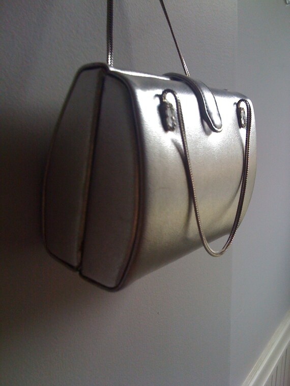 Vintage 1960's Dofan Silver Leather Formal Purse - image 2