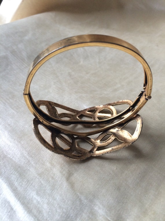 Vintage Snake Bracelet / Gold Tone Entwined Snake… - image 4