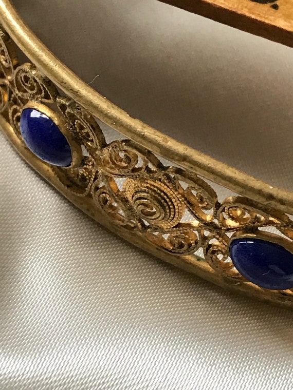 Vintage Costume Jewelry Bracelet / Blue Stone & B… - image 3