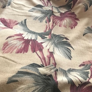Vintage Barkcloth Curtain Panel /Floral Barkcloth Fabric Yardage/Vintage Home Decor/Vintage Window Decor / Sewing Supplies/Sewing Project