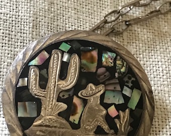 Vintage Jewelry Set / Mexico Sterling Silver Set / Necklace and Earrings Set / Abalone Shell Sterling Mexico