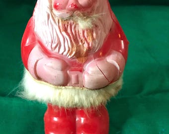 Vintage Christbaumschmuck / Zelluloid Weihnachtsmann / 1940er - 50er Jahre Plastik Weihnachtsmann