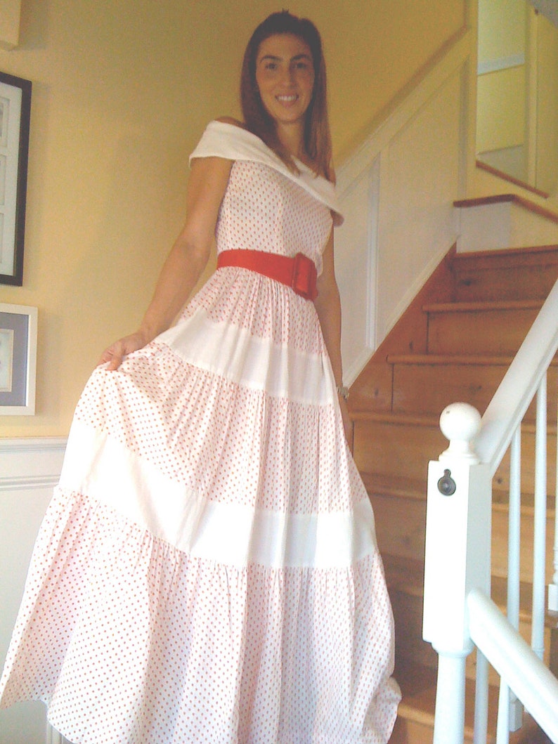 Late 1940's Early 50's White Cotton Pique With Red - Etsy