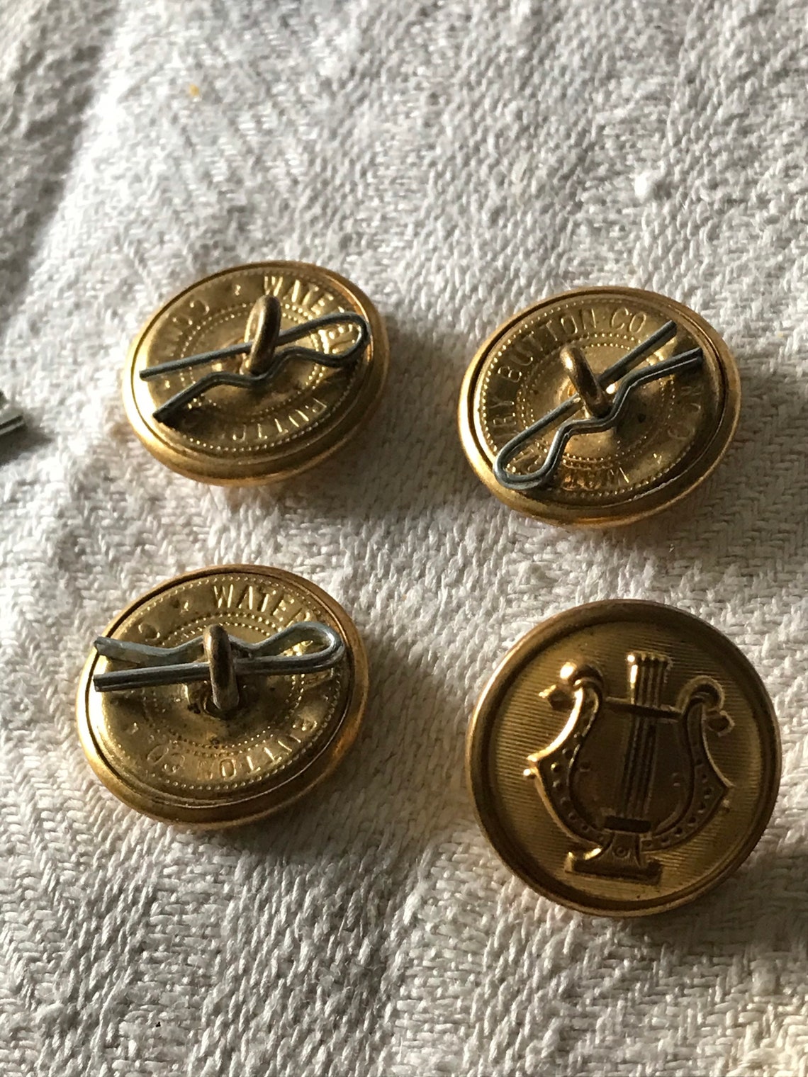 Vintage Military Band Brass Button Lot / 5 Lyre Brass Buttons Etsy