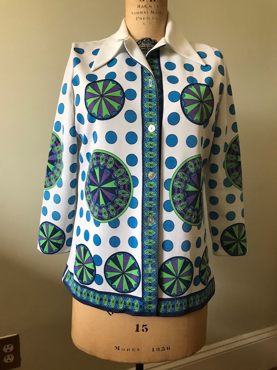 Women’s 1970’s Vintage Polyester Blouse / 70’s Po… - image 1