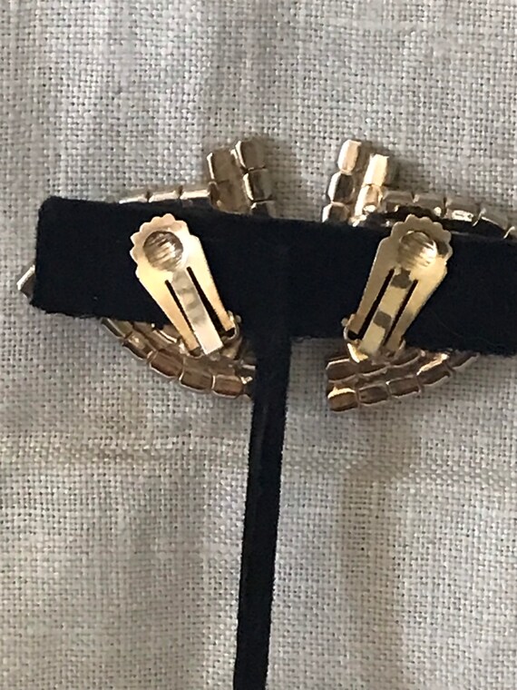 Vintage Jewelry/ Clip-on Earrings/ Opalescent Rhi… - image 5