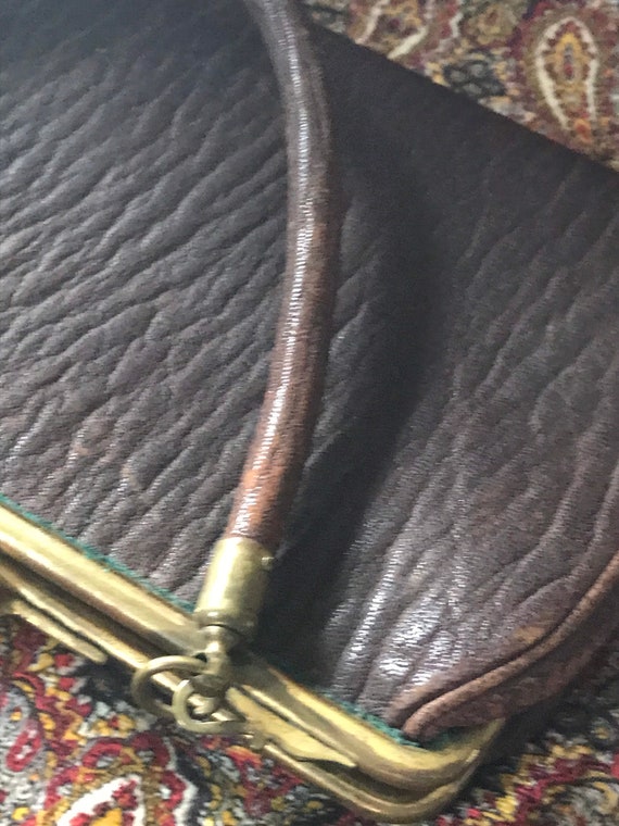 Antique Leather Wristlet Handbag/ Victorian Wrist… - image 5