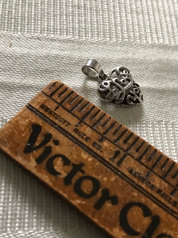 Sterling Silver ‘Love You ‘ Heart Charm / Heart Charm for a Necklace/ Tiny Sterling Heart Charm / Collectible Heart Charm / Stamped 925