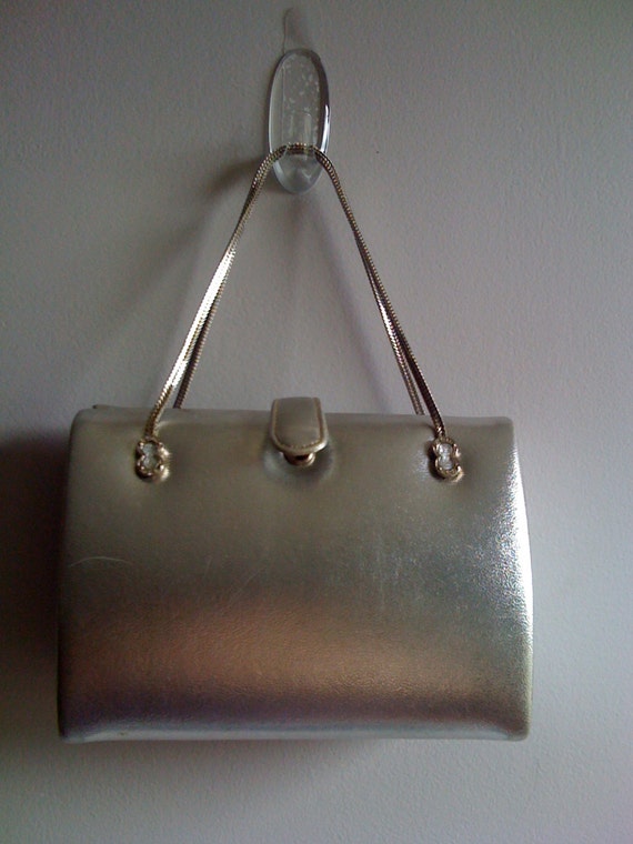 Vintage 1960's Dofan Silver Leather Formal Purse - image 1