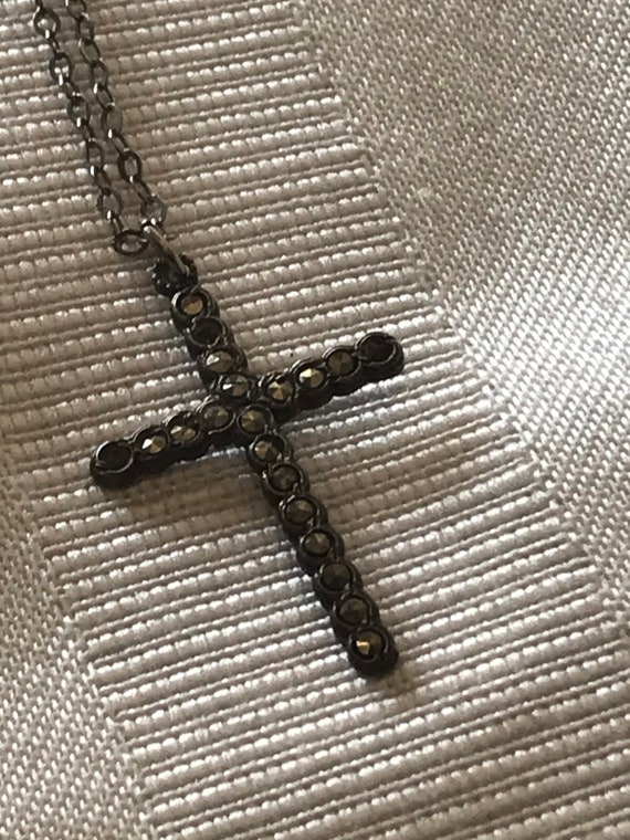 Vintage Marcasite Cross Necklace - image 8