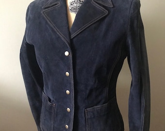 Women's  Vintage Clothing / Dark Blue Suede Fitted Jacket