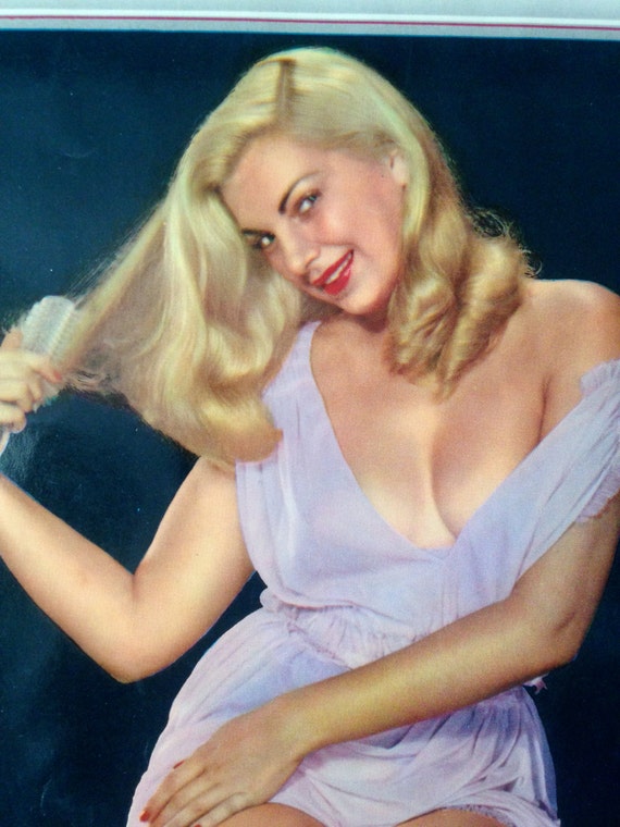 1953 Lithto Calender Girl / 'Enticing' Lithograph Circa 1953 / Calender Girl Poster