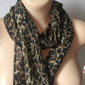 Vintage Animal Print Scarf • Rayon & Silk Leopard Print Long Scarf • Scarf Accessories