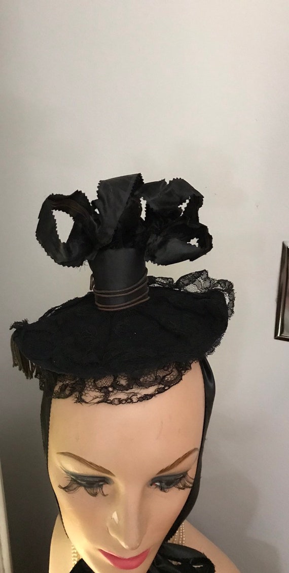 Edwardian Mourning Hat / Antique Funeral Attire /… - image 5