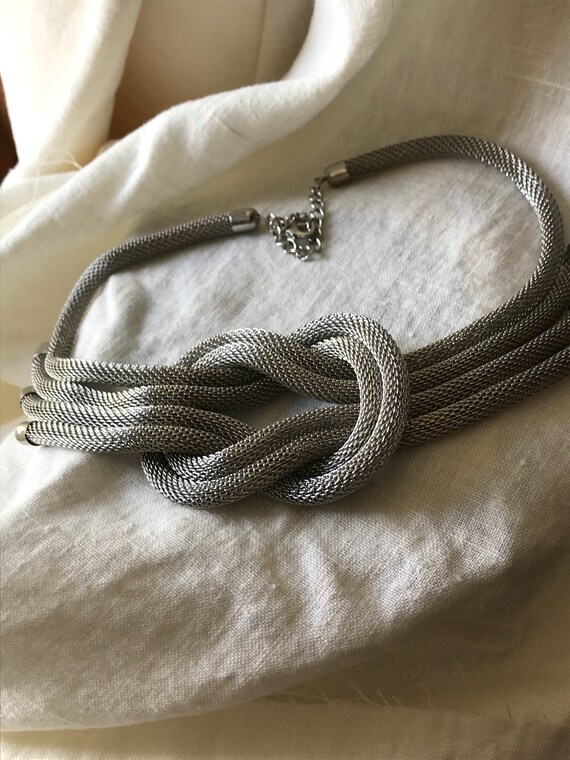 Vintage Costume Jewelry Silver Tone Metal Mesh Necklace Etsy
