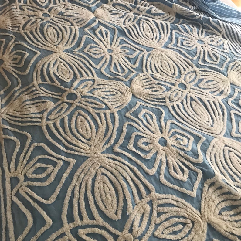 Vintage Chenille Bedspread Fabric Remnant Sewing Project Etsy