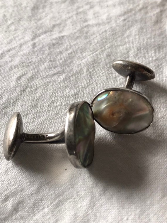 Sterling Silver & Abalone Shell Handcrafted Cuffl… - image 2