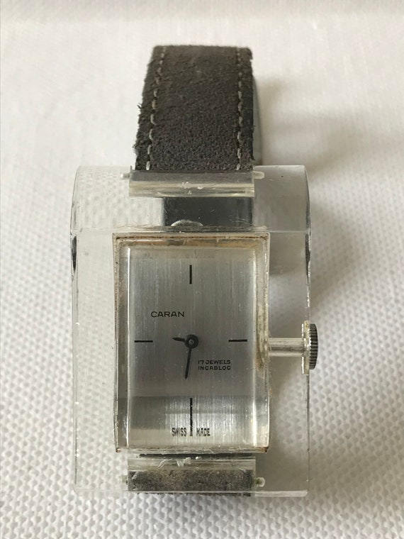Mid Century Lucite Wristwatch / Contempo Swiss Made M… - Gem