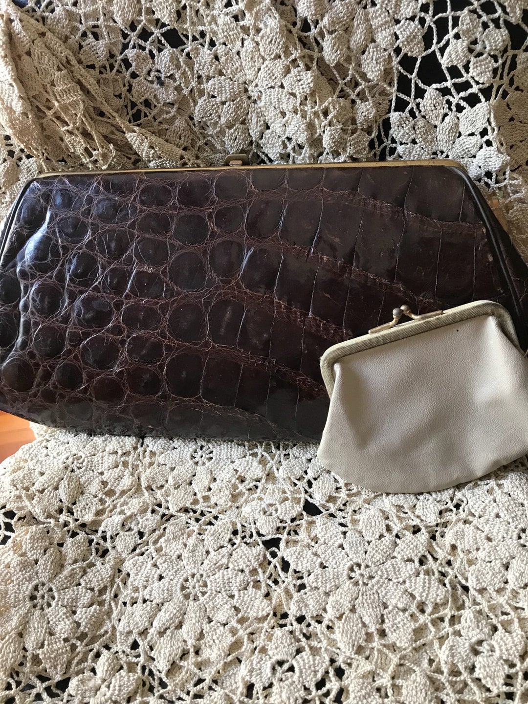 Women s Vintage Clutch 1950 s Brown Alligator Clutch Purse Collectible Alligator Handbags Etsy Ireland