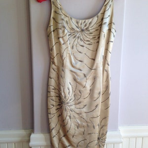 1950&#39;s / 60&#39;s Silk / Rayon Beaded Cocktail Dress / Vintage Wedding Dress /Glass Seed Beaded Dress / Vintage 50&#39;s Size 10