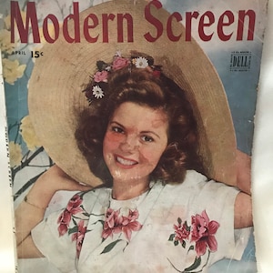 Vintage Modern Screen Magazine •April 1945• Hollywood Ephemera• Collectible Ephemera • Hollywood Fashion•1940s Advertisements
