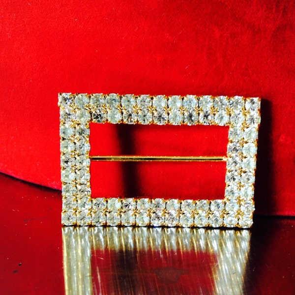 Vintage Rhinestone Belt Buckle/1980s Rhinestone Jewelry Finding /  Jeweled Headress  Buckle