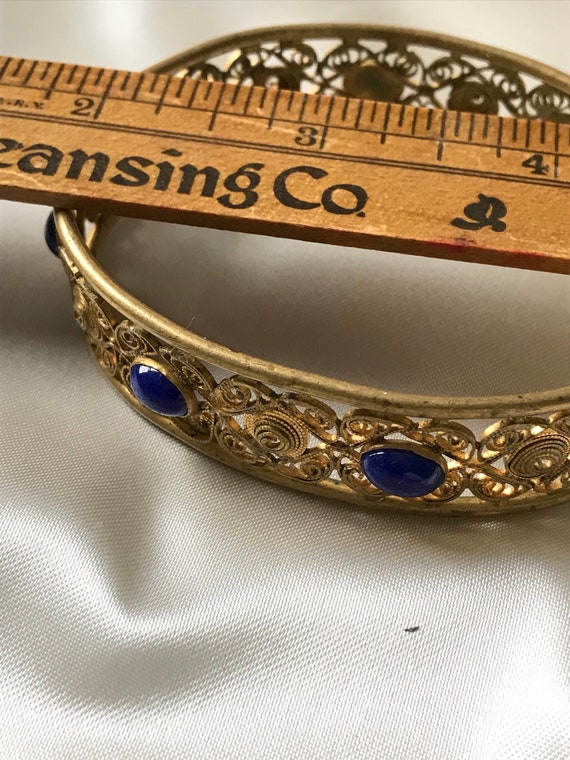 Vintage Costume Jewelry Bracelet / Blue Stone & B… - image 7