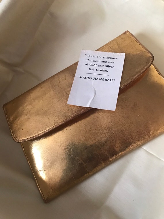 Vintage Clutch / 1950’s Gold Leather Formal Clutc… - image 1