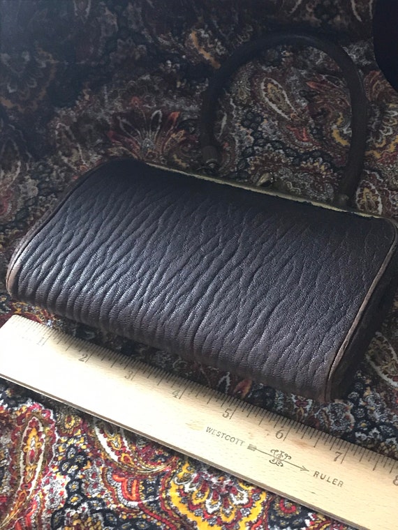 Antique Leather Wristlet Handbag/ Victorian Wrist… - image 2