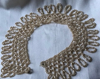 Beaded Faux Glass Pearl Collar Necklace/ 1950’s Pearl Collar