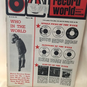 Vintage Record World Magazine•March 5, 1966• Complete 39 pages with Charts• Record Industry Magazine •