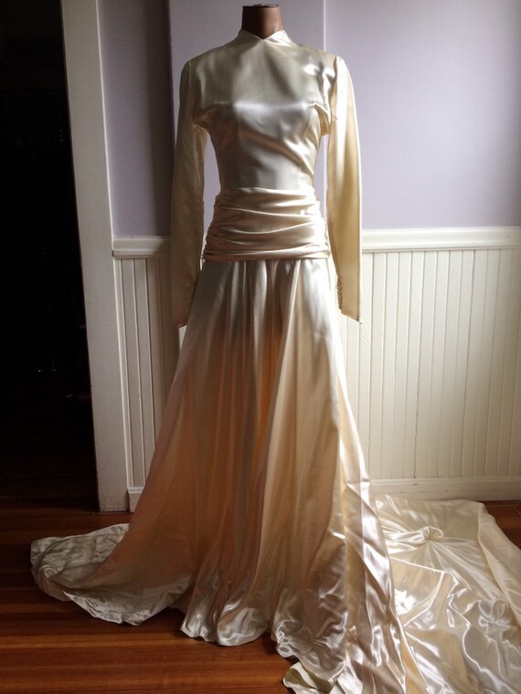 Vintage Wedding Gown / Circa Late 1940's Icy Pink