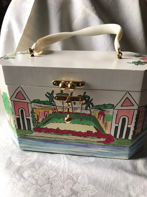 Vintage Annie Laurie Signed Decoupage Box Bag - image 7