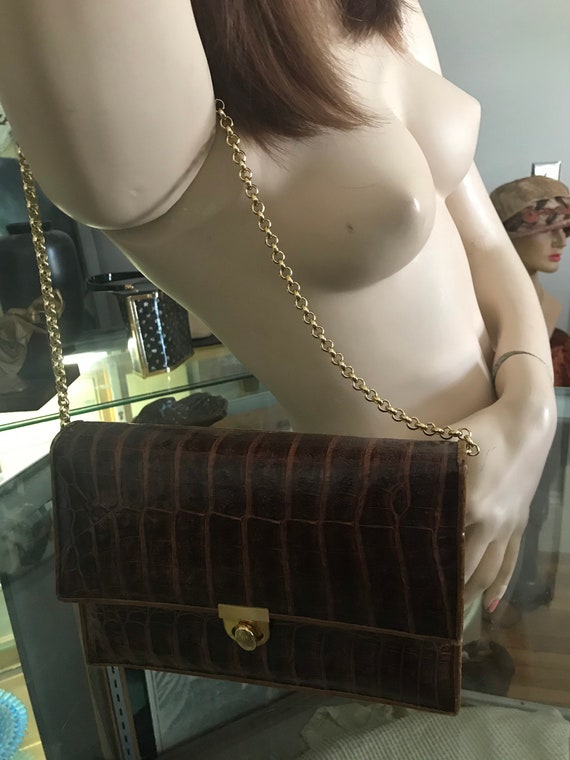 Women’s Handbags/ Vintage Alligator Handbag / Bro… - image 7