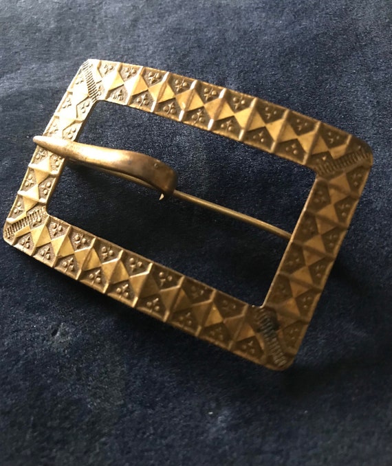 Vintage Jewelry • 1930’s Brass Brooch • Brass Buc… - image 6