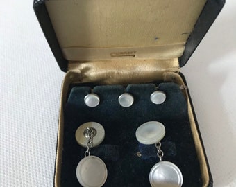 Men’s Formal Set / Formal Shirt & Suit Dressing Victorian Male / Mother of Pearl Formal Shirt Cufflinks and Studs/ Wedding Accessories