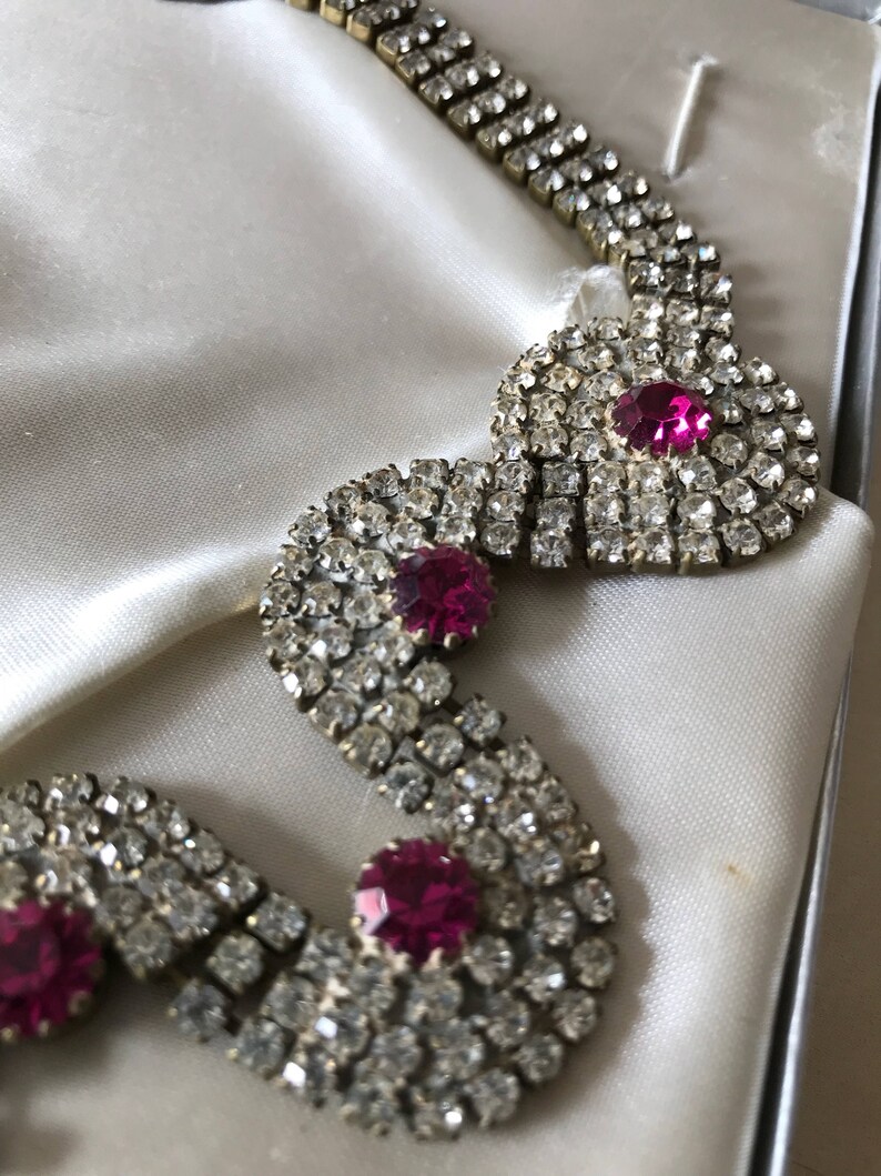 Vintage Costume Jewelry / Rhinestone Bib Necklace / 1950's Etsy
