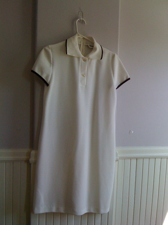 Polyester Knit Dress/ 1960’s Polyester Knit Shift 