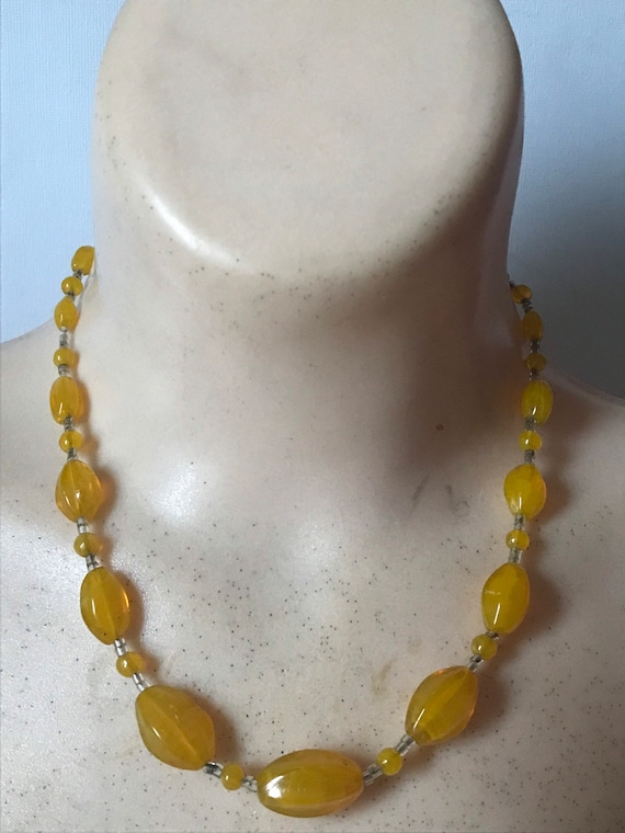 Vaseline Glass Bead Necklace - image 1