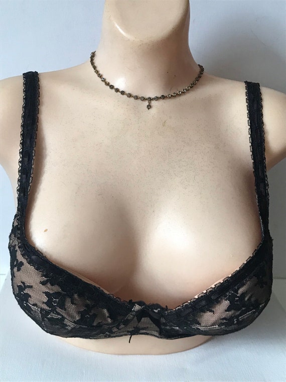 1970s Spiderweb Lace Black Sheer Sariana Lingerie Boudoir Bra D Cup —  Canned Ham Vintage
