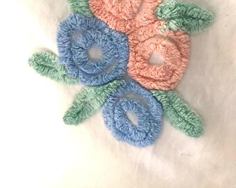 Vintage Chenille Baby Crib Spread-Blanket/ 1940’s-50’s  Cotton Chenille Crib Spread / Baby Crib Blanket