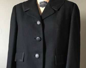 Veste 4 Saisons Pour femme / Veste légère en crêpe de laine noire / Petite veste en laine noire des années 50