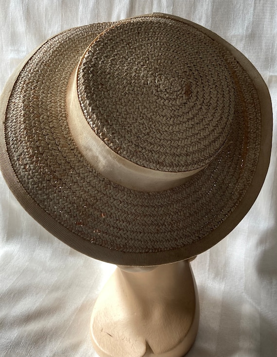 Vintage Straw Boater Hat• Young Girls Straw Hat• … - image 1