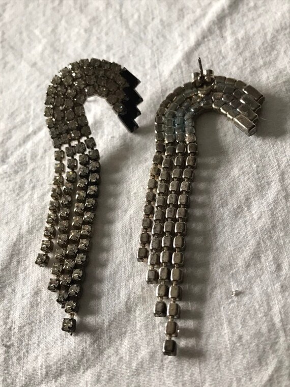 Vintage Rhinestone Earrings / Shoulder Duster Ear… - image 8