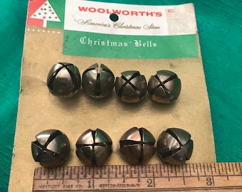 Vintage Christmas Bells/ Xmas Decorations/ Brass Bells / Xmas Tree Decor/ Sewing Supplies/ Brass Christmas Bells /Woolworth Brass Bells