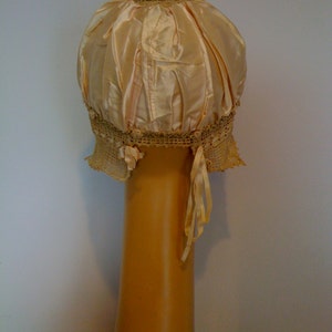 Antique Sleep Bonnet / Silk Satin Sleeping Bonnet/ Wedding Cap image 3