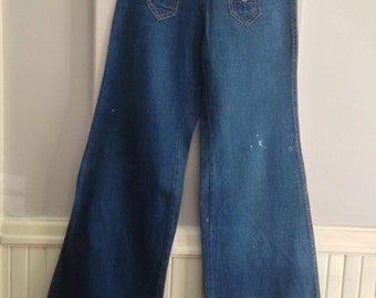 1970'S French Bell Bottom Jeans / Vintage Denim Bell Bottoms