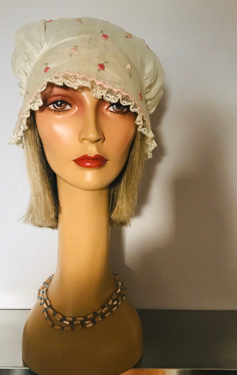 Antique Sleep Cotton Batiste Embroidered Cap Etsy